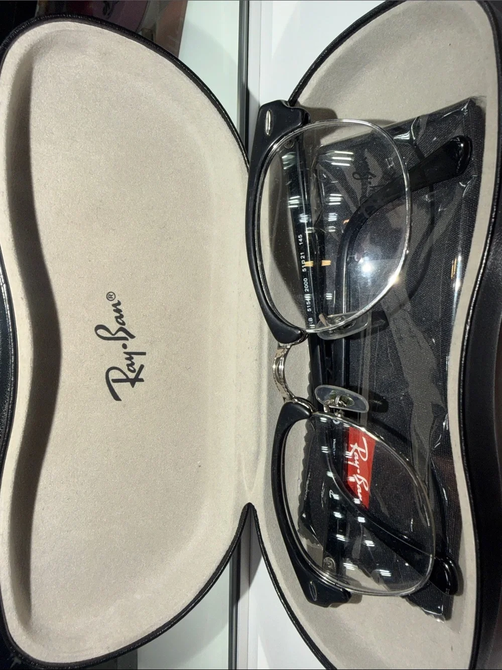 Ray-Ban Black and Silver Semi-Rimmed Eyeglasses